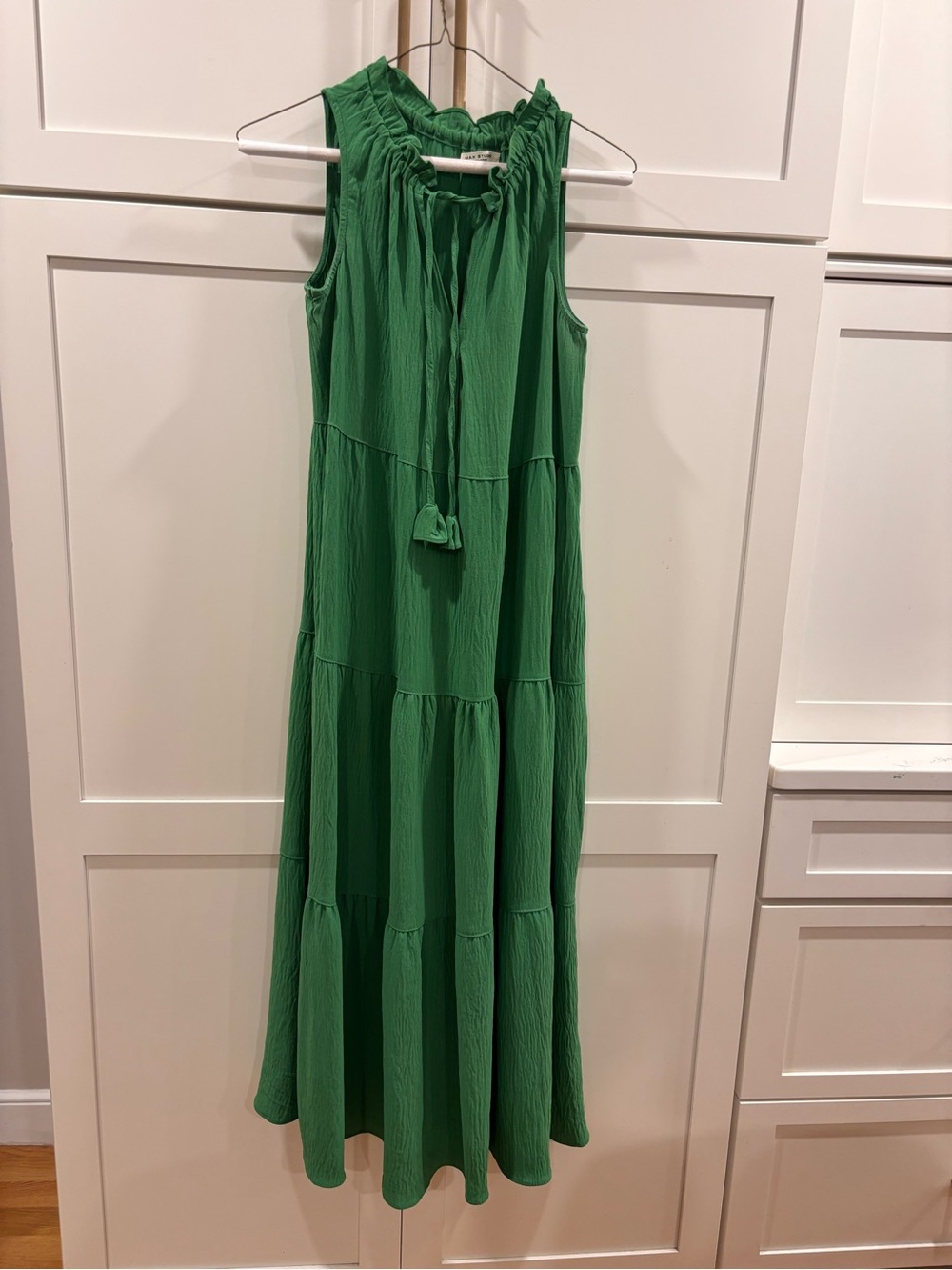 Max Studio Sleeveless Tiered Maxi Dress in Green